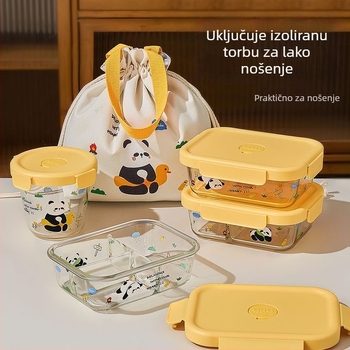 Staklena kutija za ručak, četvrtastog oblika, mikrovalna pogodna, zatvorena za očuvanje svježine, kapacitet 1–2 L