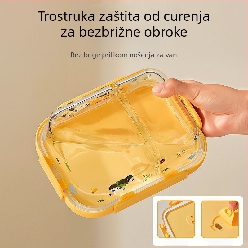 Staklena kutija za ručak, četvrtastog oblika, mikrovalna pogodna, zatvorena za očuvanje svježine, kapacitet 1–2 L