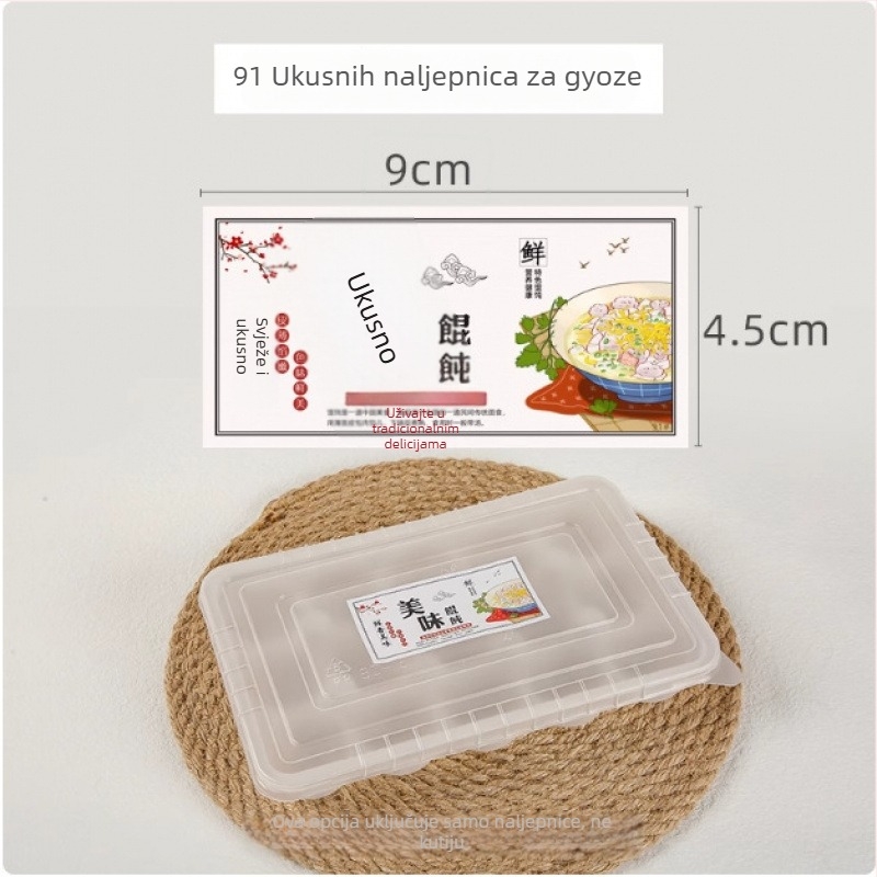 RUNHE Jednokratna podijeljena kutija za wonton — polipropilen, biološki razgradiva, nije sigurna za mikrovalnu, silkscreen logo, prilagodba dostupna