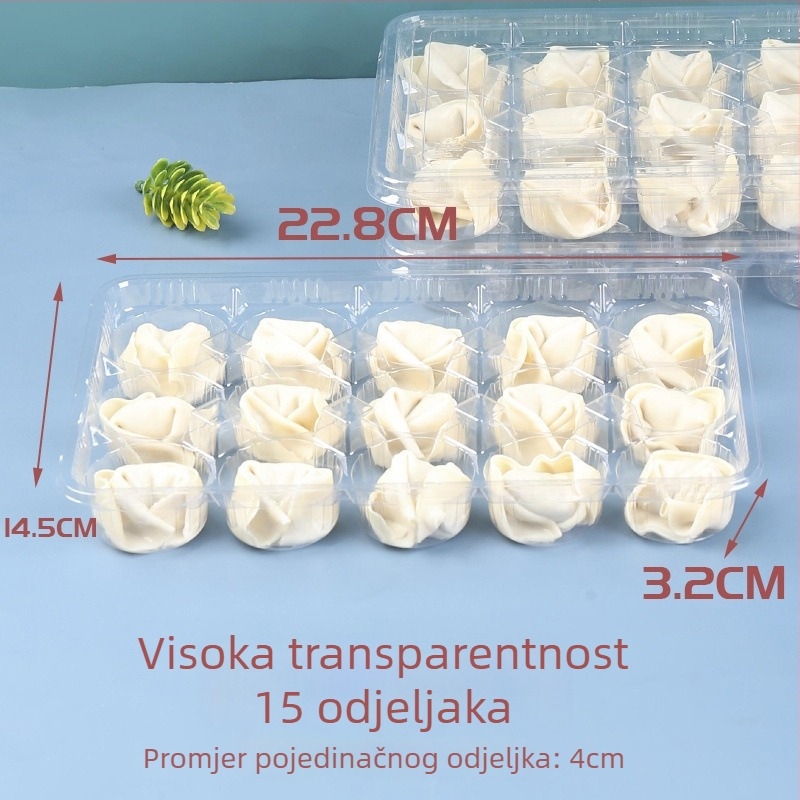 RUNHE Jednokratna podijeljena kutija za wonton — polipropilen, biološki razgradiva, nije sigurna za mikrovalnu, silkscreen logo, prilagodba dostupna