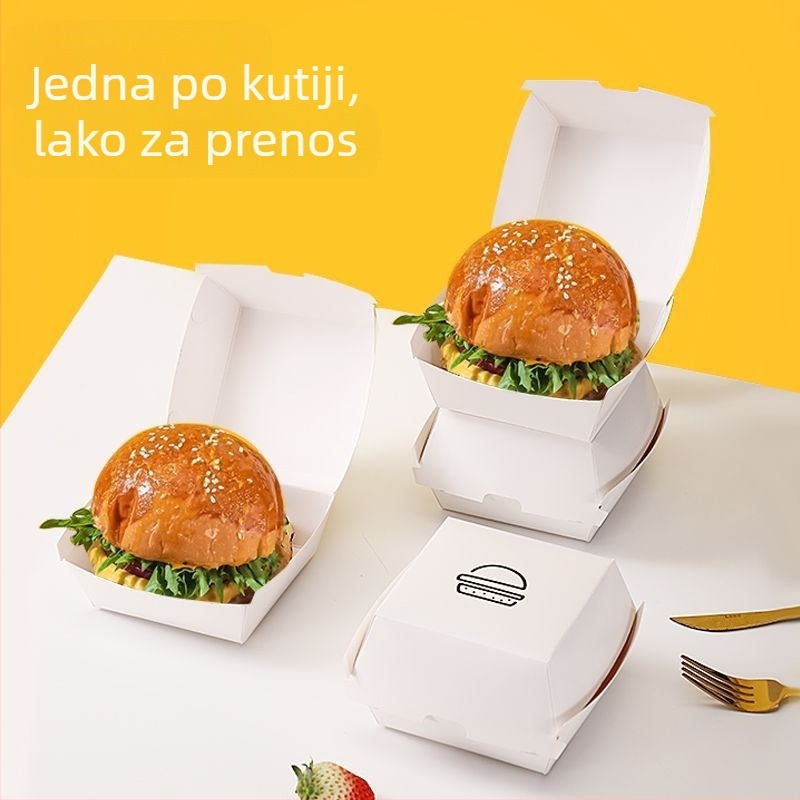 Kutija za hamburger za dostavu (Papir; Debljina; Jednokratna; Mogućnost tiskanja logotipa; Prilagodba preko agenta)