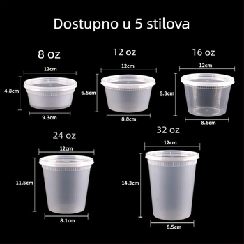 Jednokratna zdjela za juhu s čvrstim poklopcem, debeli plastični materijal, okrugla, mikrovalna sigurna, mogućnost postavljanja logotipa, pakiranje 240 komada