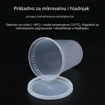 Jednokratna zdjela za juhu s čvrstim poklopcem, debeli plastični materijal, okrugla, mikrovalna sigurna, mogućnost postavljanja logotipa, pakiranje 240 komada