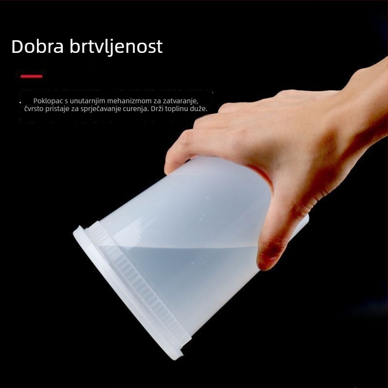 Jednokratna zdjela za juhu s čvrstim poklopcem, debeli plastični materijal, okrugla, mikrovalna sigurna, mogućnost postavljanja logotipa, pakiranje 240 komada