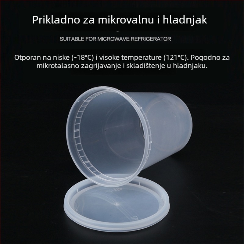 Jednokratna zdjela za juhu s čvrstim poklopcem, debeli plastični materijal, okrugla, mikrovalna sigurna, mogućnost postavljanja logotipa, pakiranje 240 komada