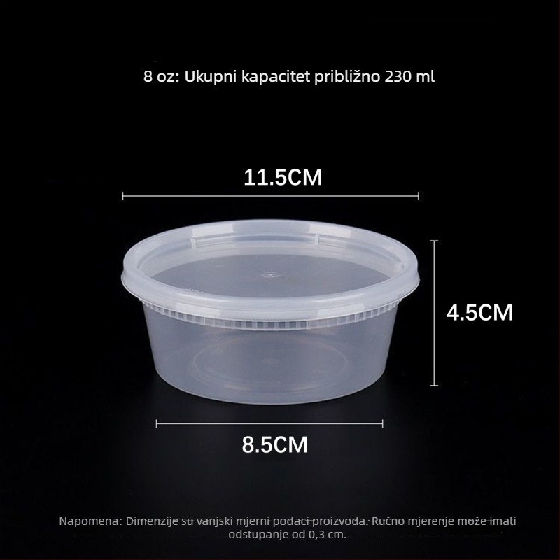 Jednokratna zdjela za juhu s čvrstim poklopcem, debeli plastični materijal, okrugla, mikrovalna sigurna, mogućnost postavljanja logotipa, pakiranje 240 komada