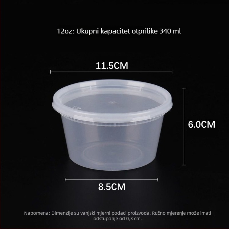 Jednokratna zdjela za juhu s čvrstim poklopcem, debeli plastični materijal, okrugla, mikrovalna sigurna, mogućnost postavljanja logotipa, pakiranje 240 komada