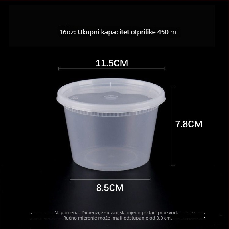 Jednokratna zdjela za juhu s čvrstim poklopcem, debeli plastični materijal, okrugla, mikrovalna sigurna, mogućnost postavljanja logotipa, pakiranje 240 komada