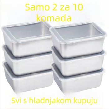 Kutija za hranu od nehrđajućeg čelika s poklopcem, pravokutnog oblika, za zamrzavanje, kapacitet ispod 300 ml