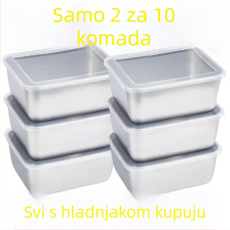 Kutija za hranu od nehrđajućeg čelika s poklopcem, pravokutnog oblika, za zamrzavanje, kapacitet ispod 300 ml