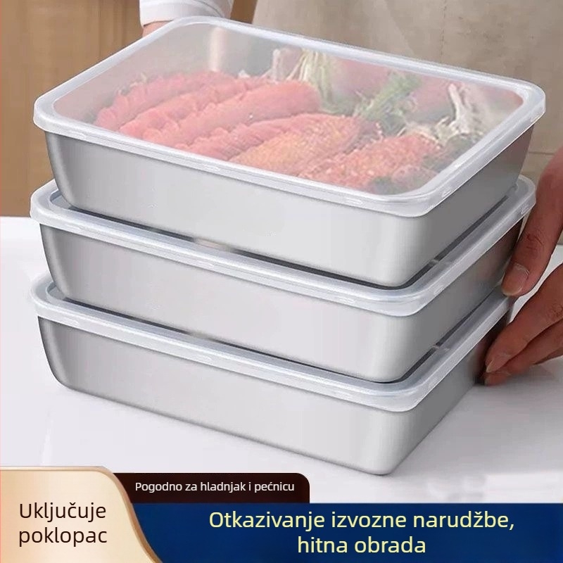 Kutija za hranu od nehrđajućeg čelika s poklopcem, pravokutnog oblika, za zamrzavanje, kapacitet ispod 300 ml