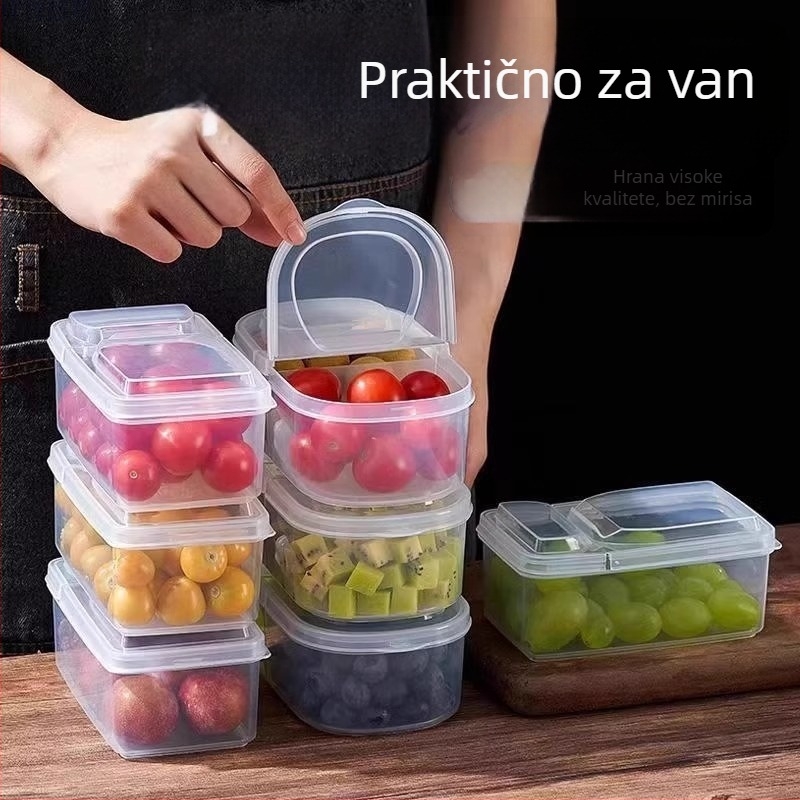 Kutija za ručak od PP materijala, proziran poklopac s odjeljenim pretincima, mikrovalna sigurnost, prijenosna