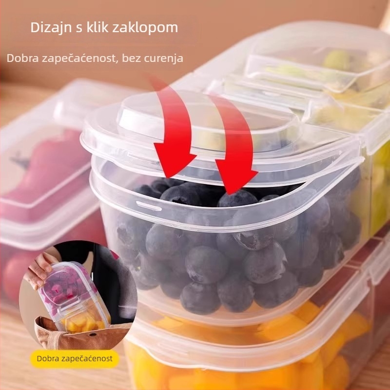 Kutija za ručak od PP materijala, proziran poklopac s odjeljenim pretincima, mikrovalna sigurnost, prijenosna