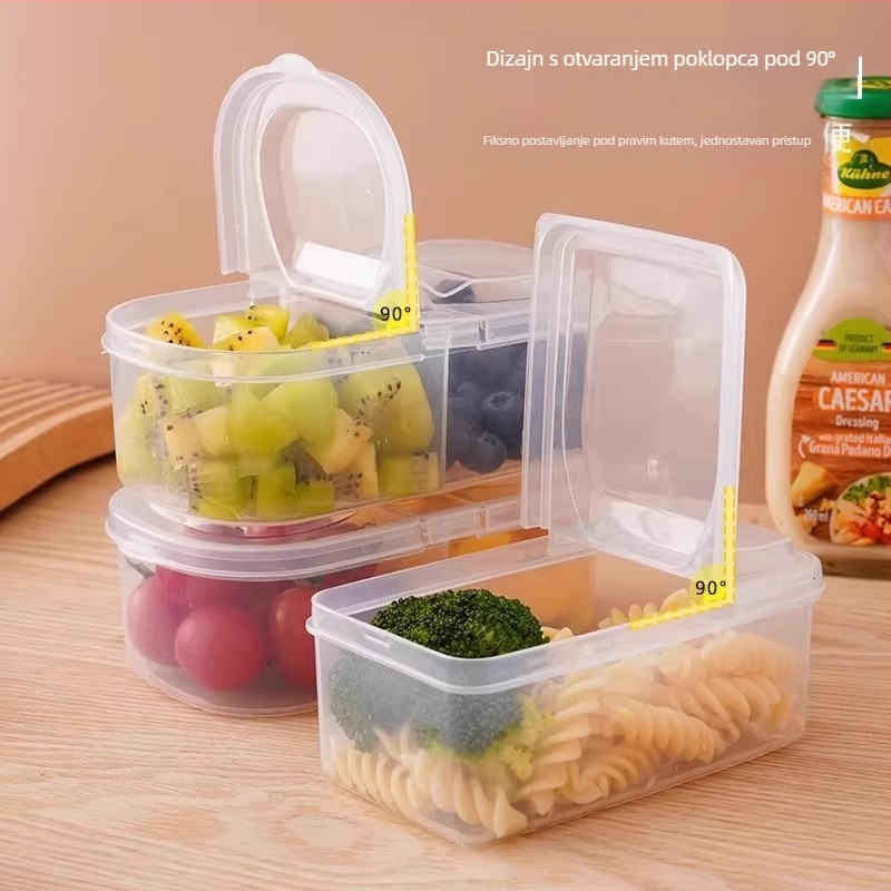 Kutija za ručak od PP materijala, proziran poklopac s odjeljenim pretincima, mikrovalna sigurnost, prijenosna