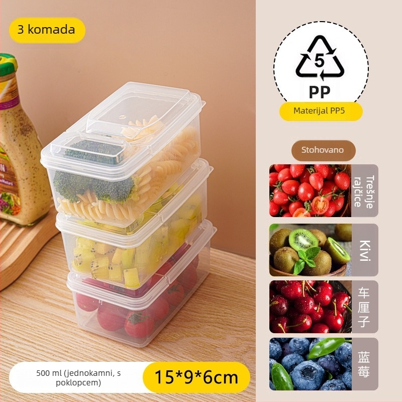 Kutija za ručak od PP materijala, proziran poklopac s odjeljenim pretincima, mikrovalna sigurnost, prijenosna