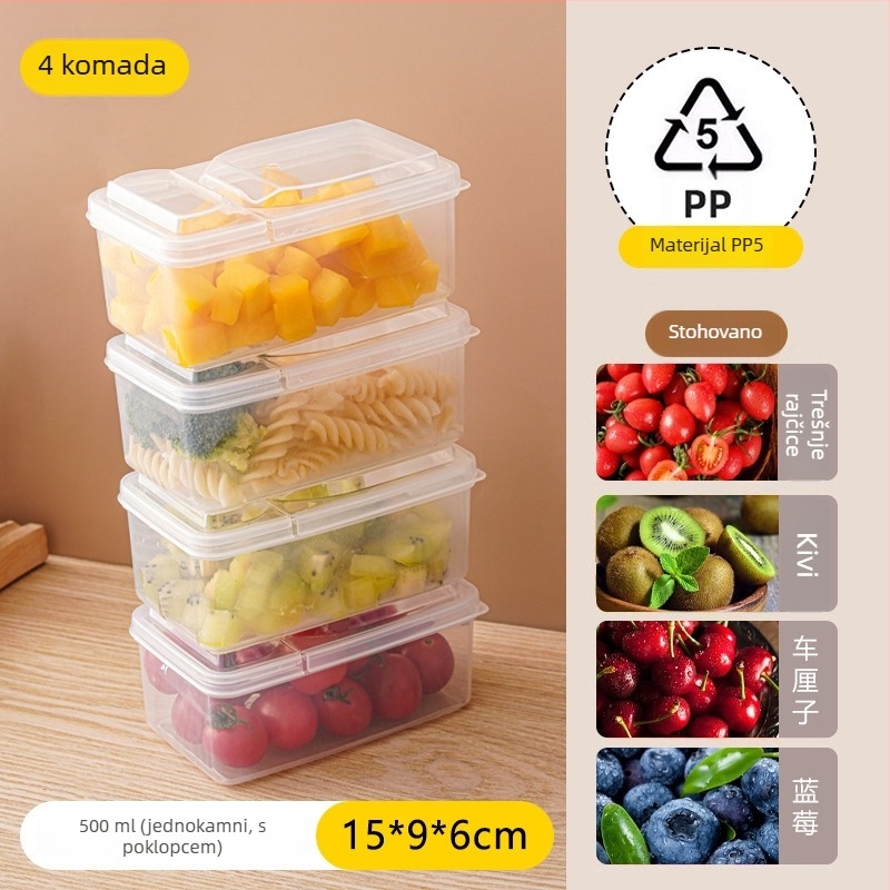 Kutija za ručak od PP materijala, proziran poklopac s odjeljenim pretincima, mikrovalna sigurnost, prijenosna