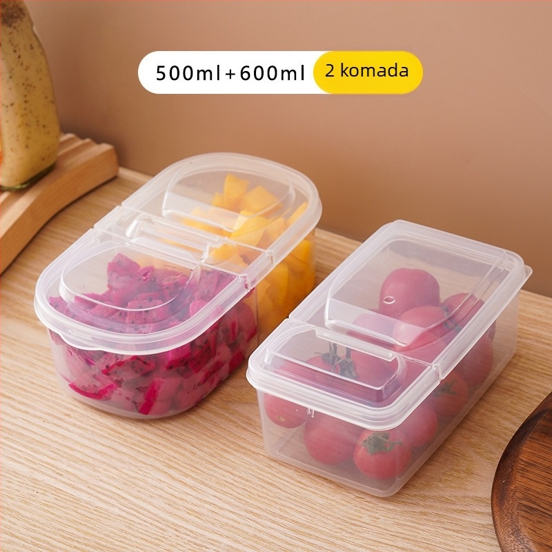 Kutija za ručak od PP materijala, proziran poklopac s odjeljenim pretincima, mikrovalna sigurnost, prijenosna