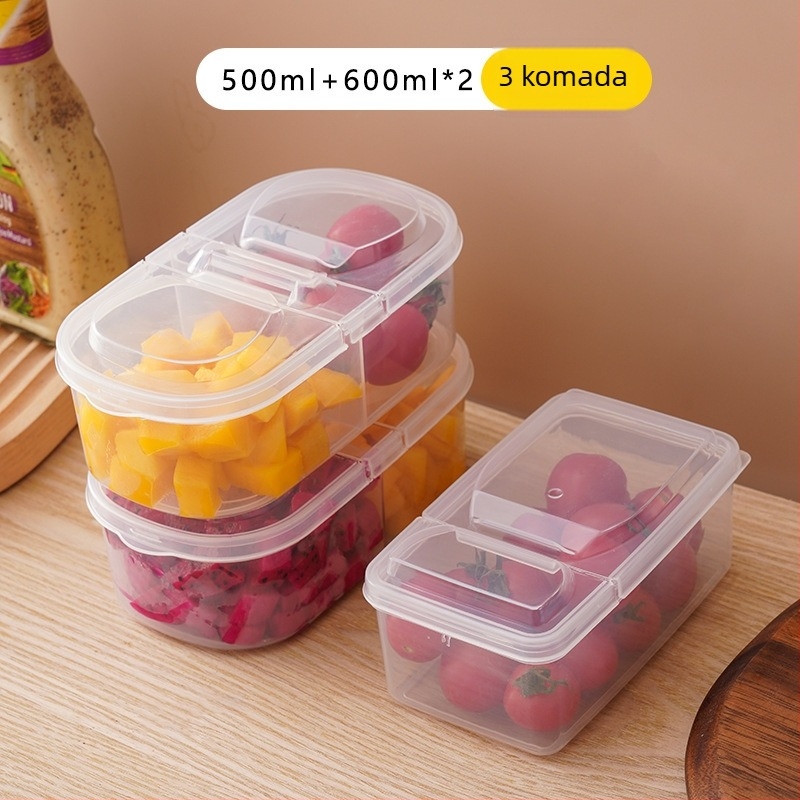 Kutija za ručak od PP materijala, proziran poklopac s odjeljenim pretincima, mikrovalna sigurnost, prijenosna