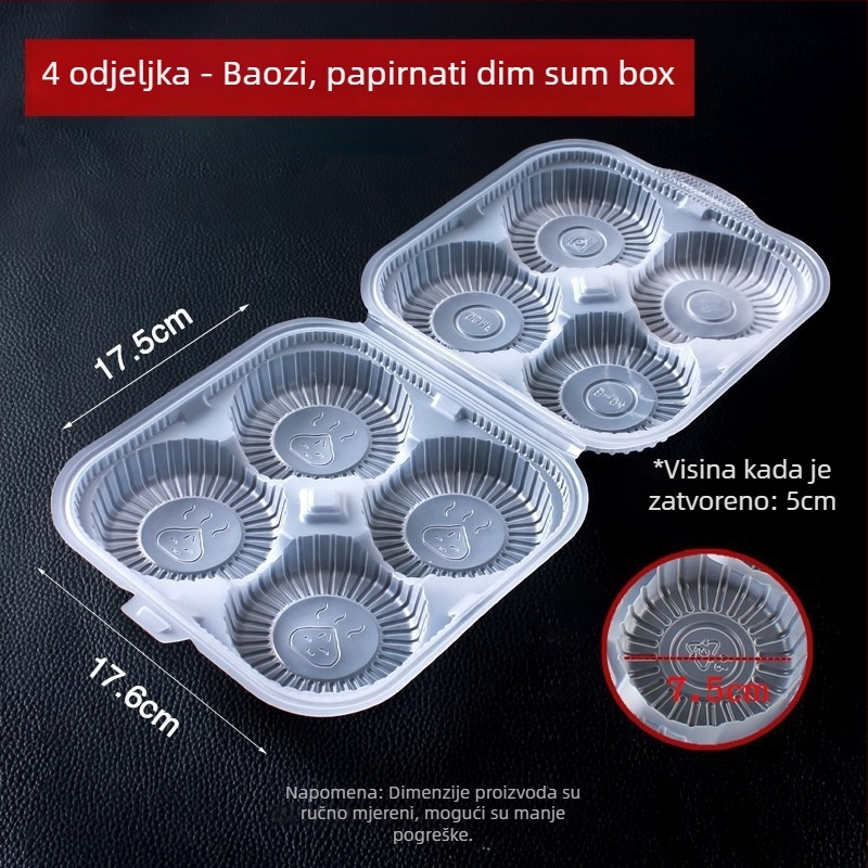 Jednokratna PP kutija za shaomai, prehrambena kvaliteta, nije pogodna za mikrovalnu, prilagodba putem agenta