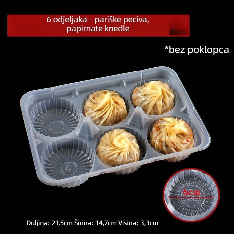 Jednokratna PP kutija za shaomai, prehrambena kvaliteta, nije pogodna za mikrovalnu, prilagodba putem agenta