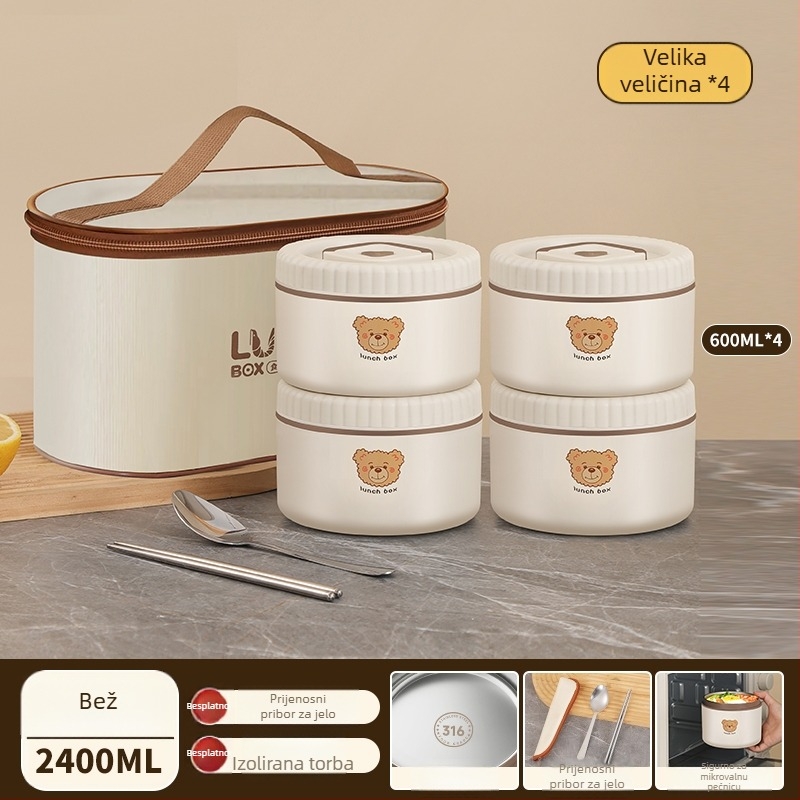 Izolirana kutija za ručak od 316 nehrđajućeg čelika, za uredske djelatnike, odrasle, bez električne, kapacitet 468l