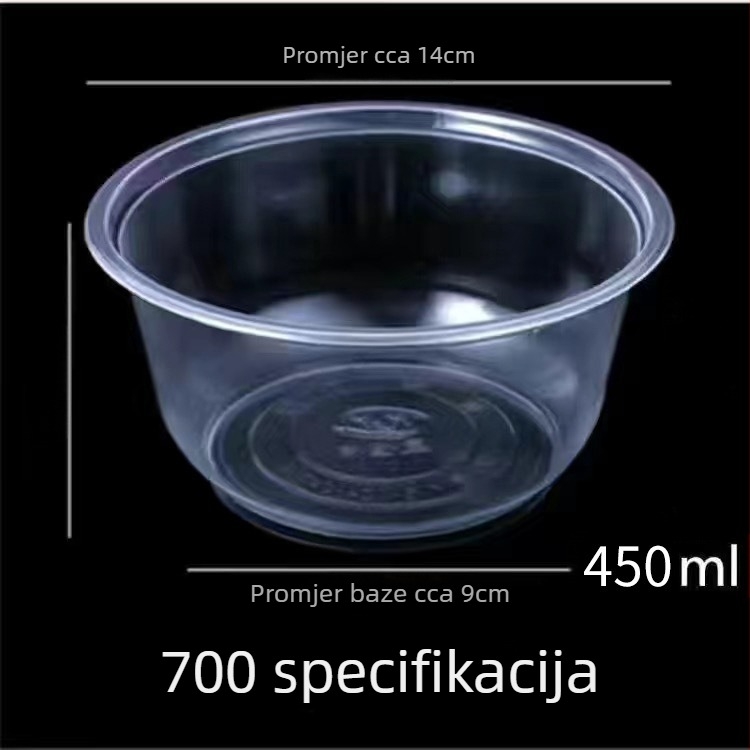 Set jednokratnih plastičnih zdjela s poklopcem – okrugle, pogodne za mikrovalnu, prehrambeni PP