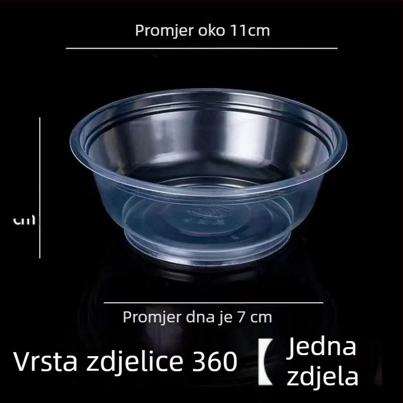 Set jednokratnih plastičnih zdjela s poklopcem – okrugle, pogodne za mikrovalnu, prehrambeni PP