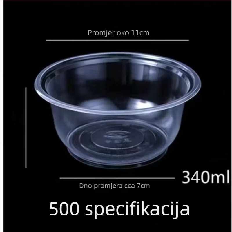 Set jednokratnih plastičnih zdjela s poklopcem – okrugle, pogodne za mikrovalnu, prehrambeni PP
