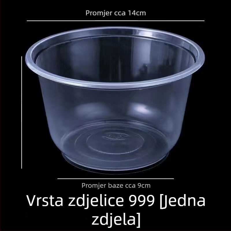 Set jednokratnih plastičnih zdjela s poklopcem – okrugle, pogodne za mikrovalnu, prehrambeni PP