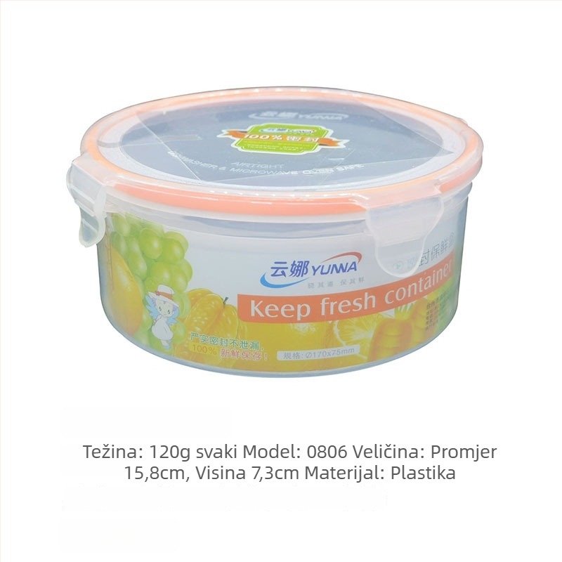 Plastična kutija za ručak, okruglog oblika, mikrovalna pećnica kompatibilna, kapacitet 301-500 ml, opcija s 3 sloja, jednostavan stil