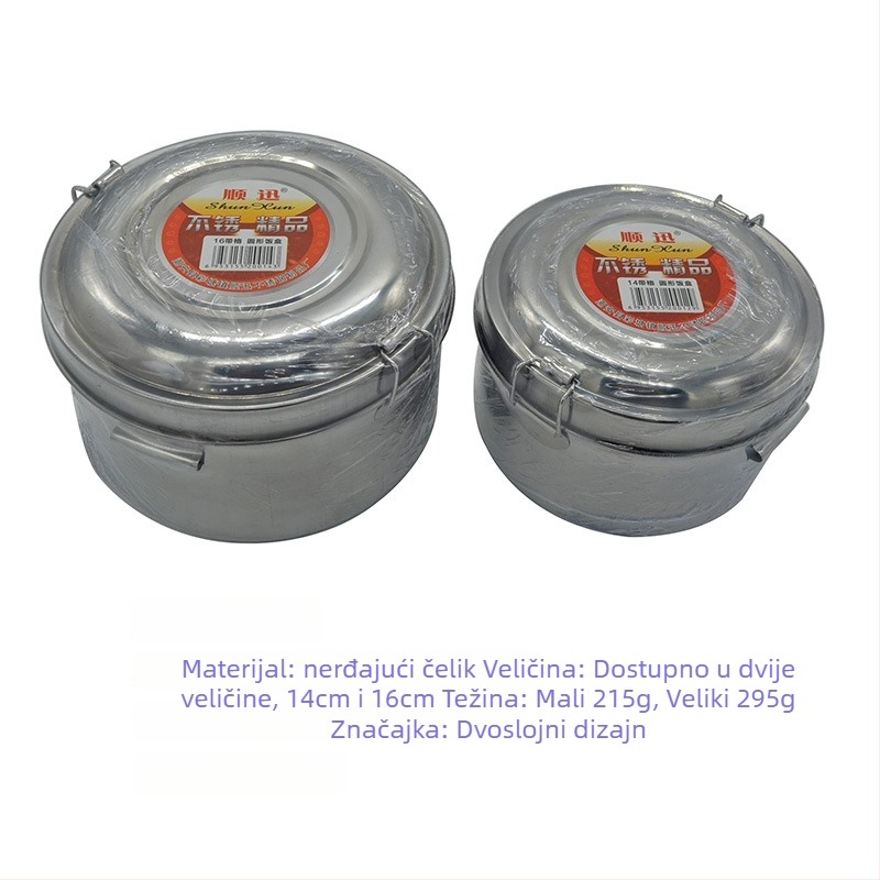 Plastična kutija za ručak, okruglog oblika, mikrovalna pećnica kompatibilna, kapacitet 301-500 ml, opcija s 3 sloja, jednostavan stil