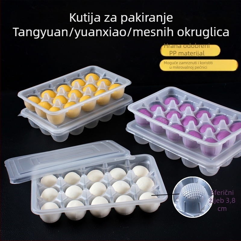 Jednokratna plastična kutija za pakiranje velikih ručno izrađenih ljepljivih rižinih kuglica (nije pogodno za mikrovalnu pećnicu; moguć tisak logotipa; obrada i prilagodba putem agenta; podrijetlo: kineska kopnena)