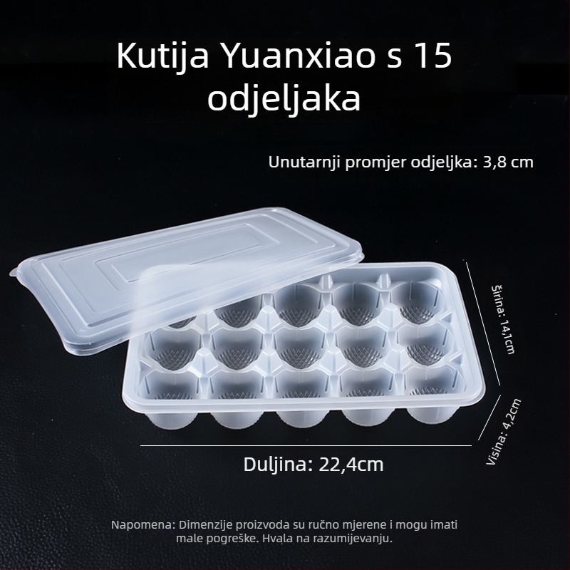 Jednokratna plastična kutija za pakiranje velikih ručno izrađenih ljepljivih rižinih kuglica (nije pogodno za mikrovalnu pećnicu; moguć tisak logotipa; obrada i prilagodba putem agenta; podrijetlo: kineska kopnena)