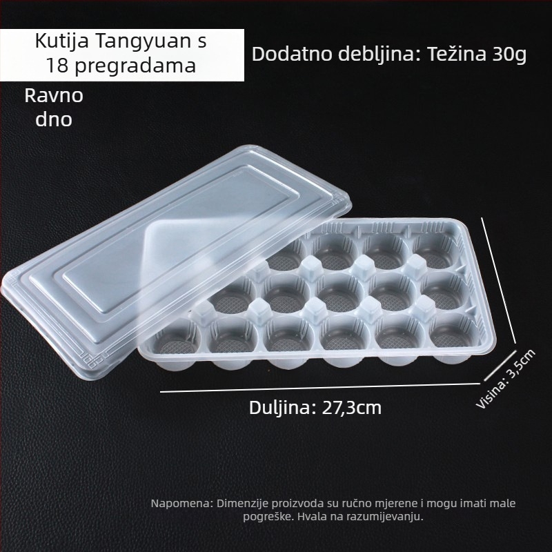 Jednokratna plastična kutija za pakiranje velikih ručno izrađenih ljepljivih rižinih kuglica (nije pogodno za mikrovalnu pećnicu; moguć tisak logotipa; obrada i prilagodba putem agenta; podrijetlo: kineska kopnena)