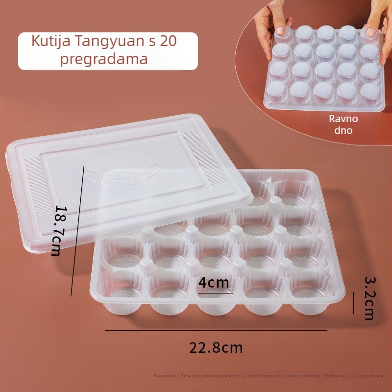 Jednokratna plastična kutija za pakiranje velikih ručno izrađenih ljepljivih rižinih kuglica (nije pogodno za mikrovalnu pećnicu; moguć tisak logotipa; obrada i prilagodba putem agenta; podrijetlo: kineska kopnena)