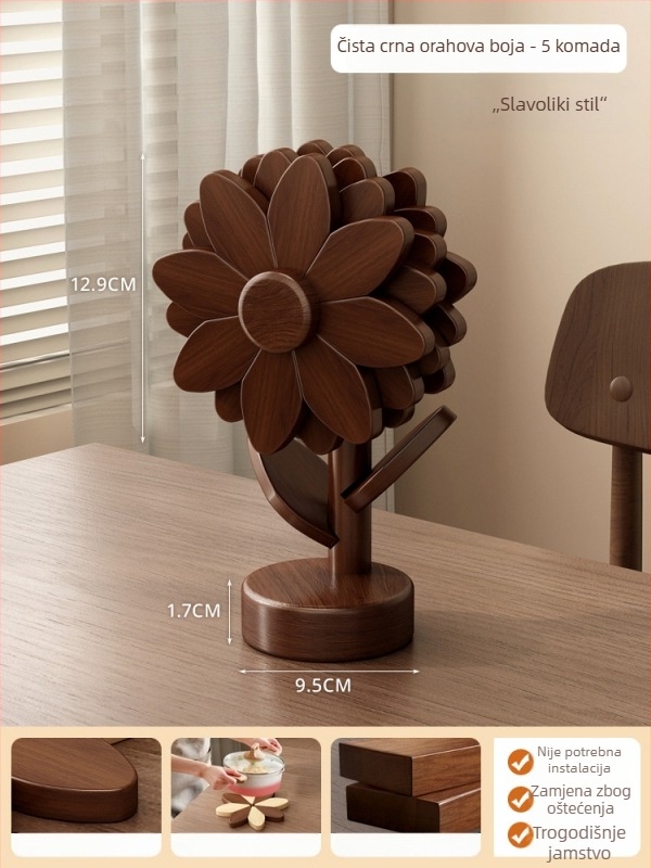 Podmetač za stol s uzorkom suncokreta, toplinska izolacija, nepravilan oblik, korkovi materijal, moderni minimalistički stil