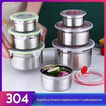 Kutija za ručak, okrugla zatvorena posuda s poklopcem, održava toplinu, mikrovalna nije dostupna