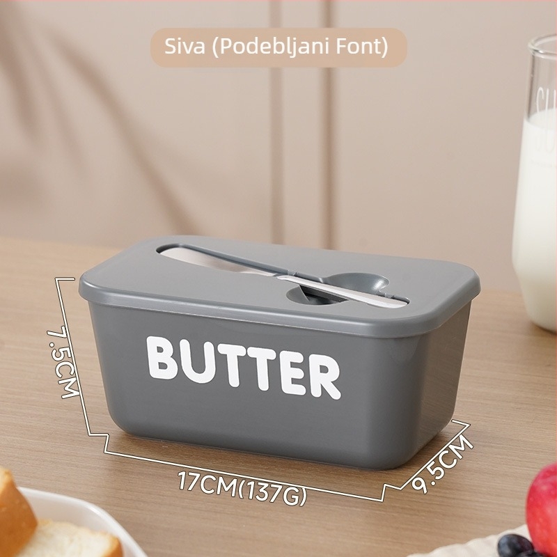 PP plastična kutija za maslac i sir, pravokutnog oblika, kapacitet 501–800 ml, mikrovalna sigurna, održava svježinu, s nožem, za kuhinju i restoran