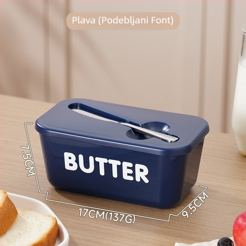 PP plastična kutija za maslac i sir, pravokutnog oblika, kapacitet 501–800 ml, mikrovalna sigurna, održava svježinu, s nožem, za kuhinju i restoran