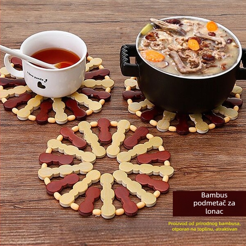 Bambus podložka za stol protiv opeklina, okrugla, podloga za zdjele i tanjure