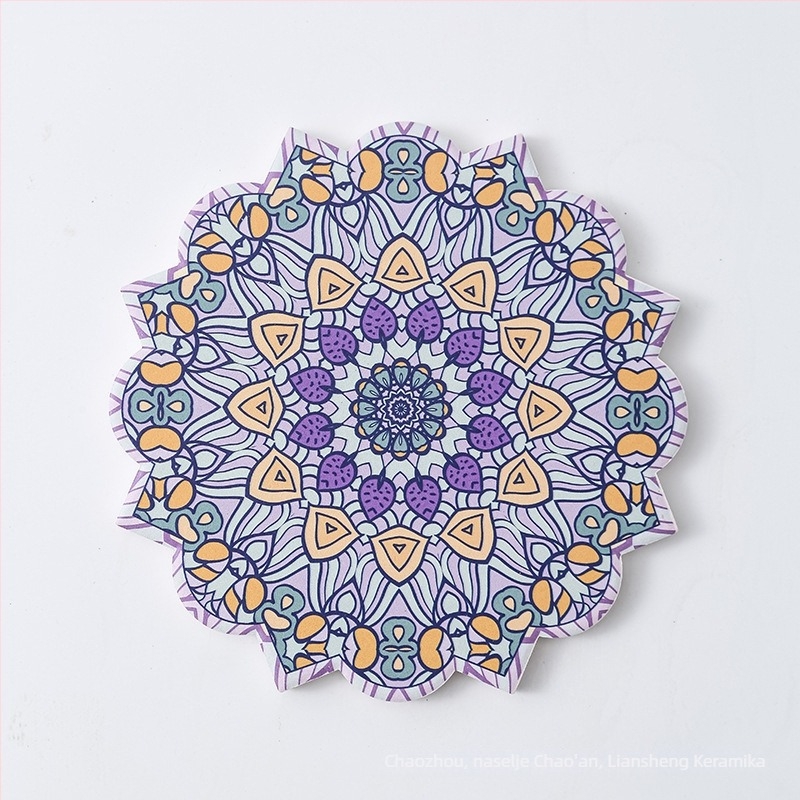 Keramički podmetač za čašu s mandala uzorkom, nepravilni oblik, klasični tradicijski stil