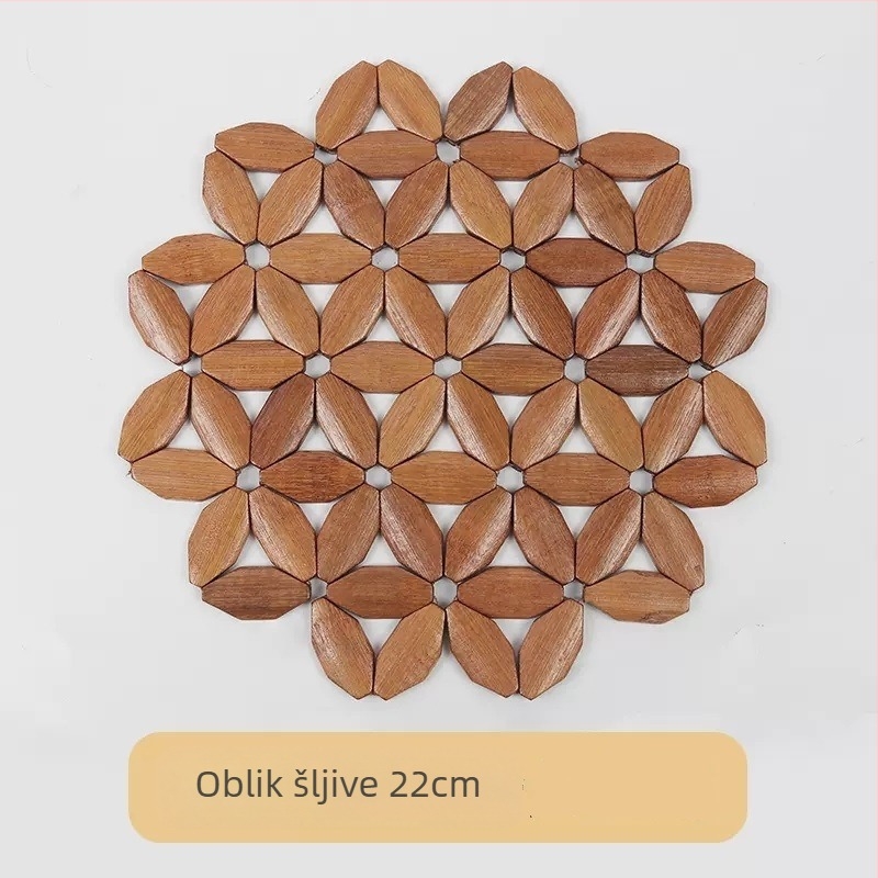 Bambus podmetač za toplinsku izolaciju, kvadratni stolni podmetač za tanjure i šalice, biološki razgradiv, novi kineski stil