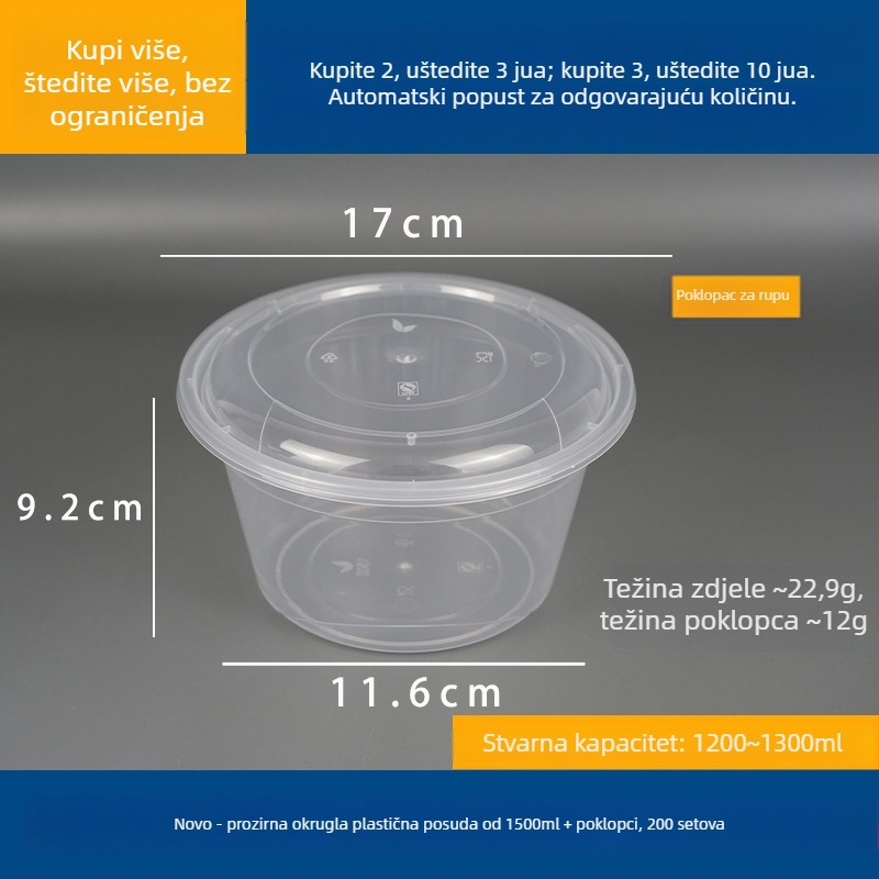 Dvostruki dvostruki posuda za juhu s gornjim i donjim odjeljkom, suho/mokro odjeljak, jednokratna zdjela za vruću juhu s wonton rezancima; Plastična • Nije pogodna za mikrovalnu pećnicu • Ispis logotipa moguć • Bruto težina oko 8 kg