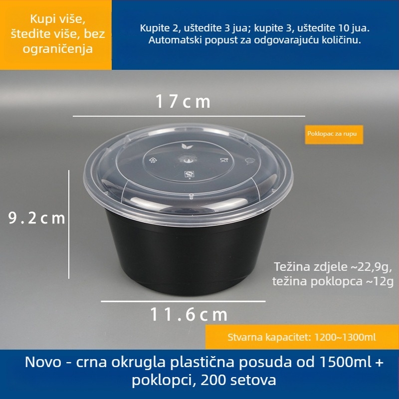 Dvostruki dvostruki posuda za juhu s gornjim i donjim odjeljkom, suho/mokro odjeljak, jednokratna zdjela za vruću juhu s wonton rezancima; Plastična • Nije pogodna za mikrovalnu pećnicu • Ispis logotipa moguć • Bruto težina oko 8 kg