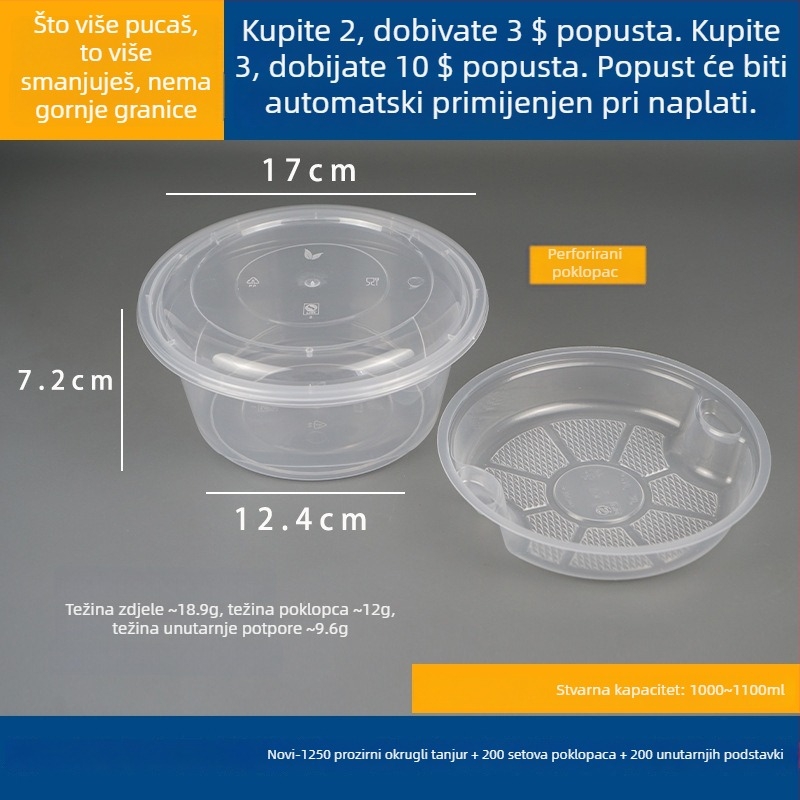 Dvostruki dvostruki posuda za juhu s gornjim i donjim odjeljkom, suho/mokro odjeljak, jednokratna zdjela za vruću juhu s wonton rezancima; Plastična • Nije pogodna za mikrovalnu pećnicu • Ispis logotipa moguć • Bruto težina oko 8 kg