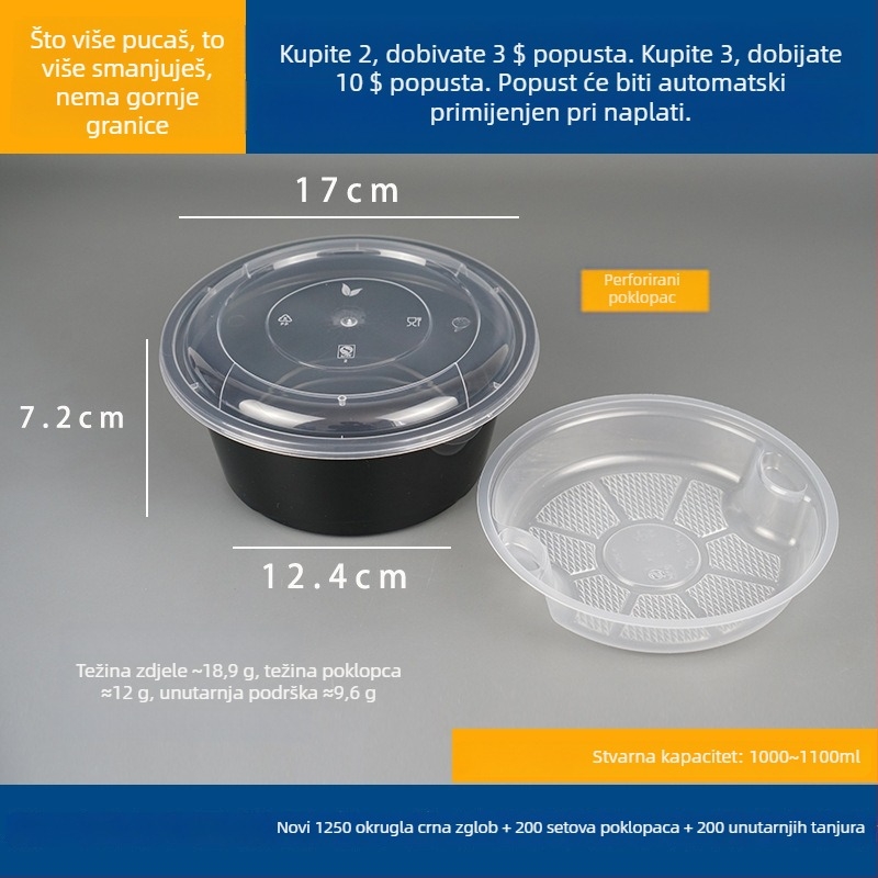 Dvostruki dvostruki posuda za juhu s gornjim i donjim odjeljkom, suho/mokro odjeljak, jednokratna zdjela za vruću juhu s wonton rezancima; Plastična • Nije pogodna za mikrovalnu pećnicu • Ispis logotipa moguć • Bruto težina oko 8 kg