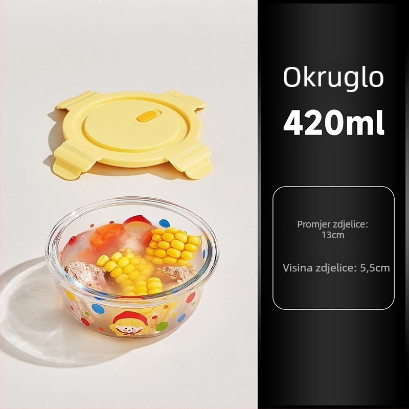 Staklena kutija za ručak s poklopcem za ured, mikrovalna sigurna, kapacitet 800–1000 ml, kvadratni oblik, održava hranu svježe