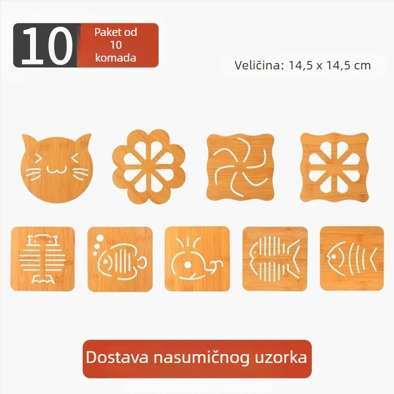 10 komada drvenih podmetača za stol s toplinskom izolacijom, protuklizni, nepravilnog oblika, karikaturni uzorak