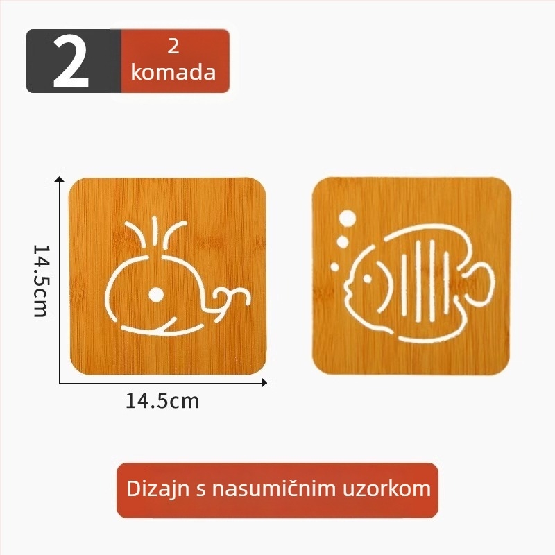 10 komada drvenih podmetača za stol s toplinskom izolacijom, protuklizni, nepravilnog oblika, karikaturni uzorak