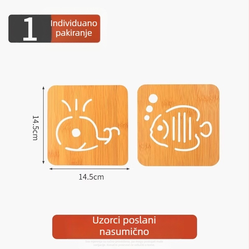10 komada drvenih podmetača za stol s toplinskom izolacijom, protuklizni, nepravilnog oblika, karikaturni uzorak